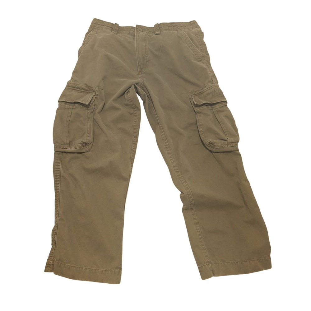 Aeropostale Mens‎ Cargo Pants Vintage Tan Cotton Utility 32x29 Straight Leg Y2k
